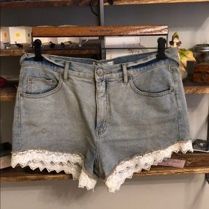 Free People Exclusive Light Wash Jean Shorts